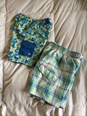 Boys Blue & Lime Swim Shorts Duo